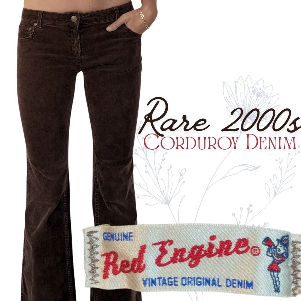 Vintage 00s Red Engine Low-Rise Corduroy Jeans in Chocolate Brown, 26